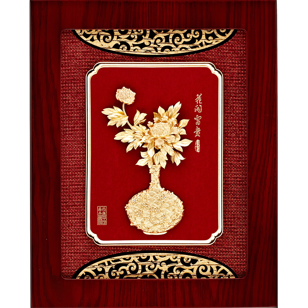 雅鑑鑫品　金箔アート 花装飾品 木製フレーム付き　インテリア　希少品　一点もの 000002_1726739858.jpg