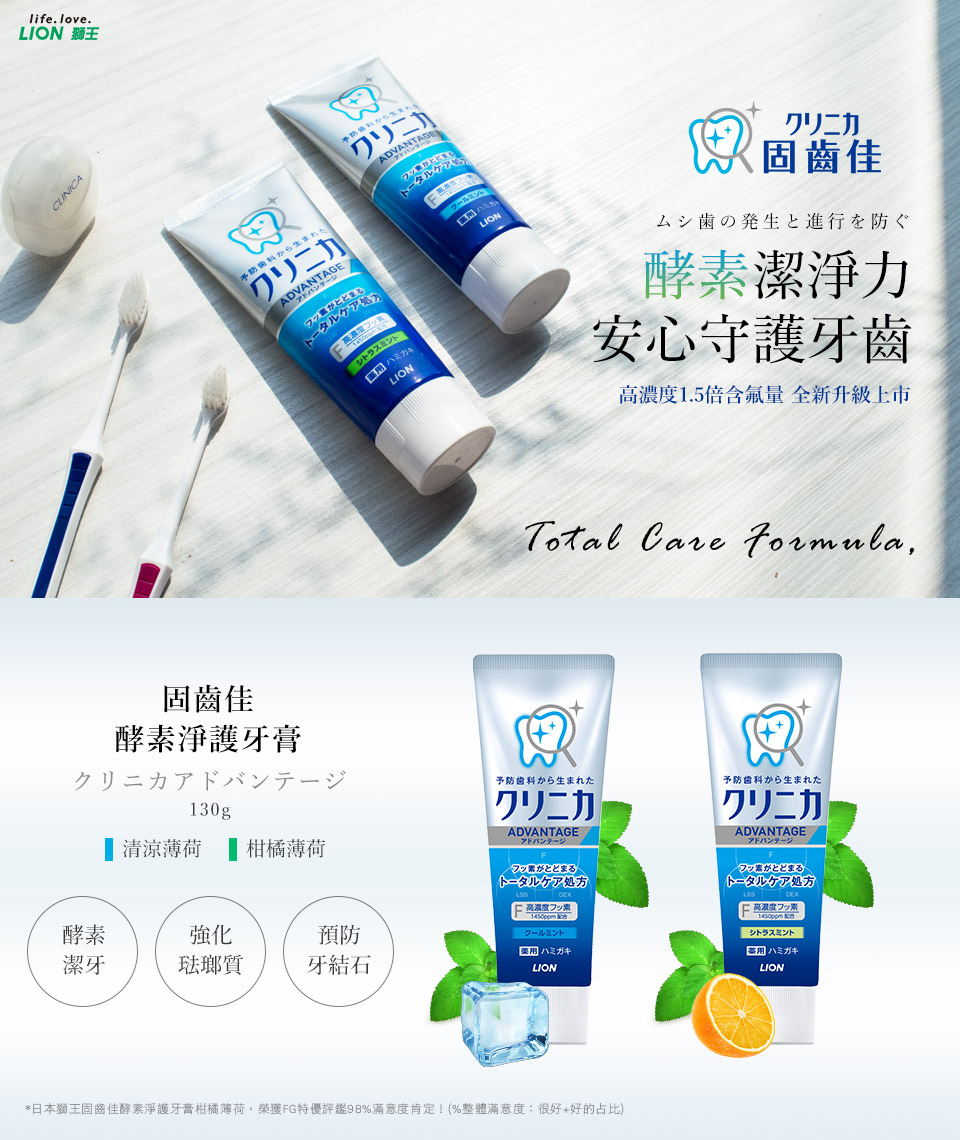 日本獅王固齒佳酵素淨護牙膏-清涼薄荷130gx3 - PChome 24h購物