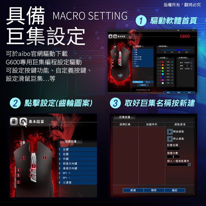 Aibo G600 金剛王炫彩八鍵電競遊戲巨集滑鼠 Pchome 24h購物