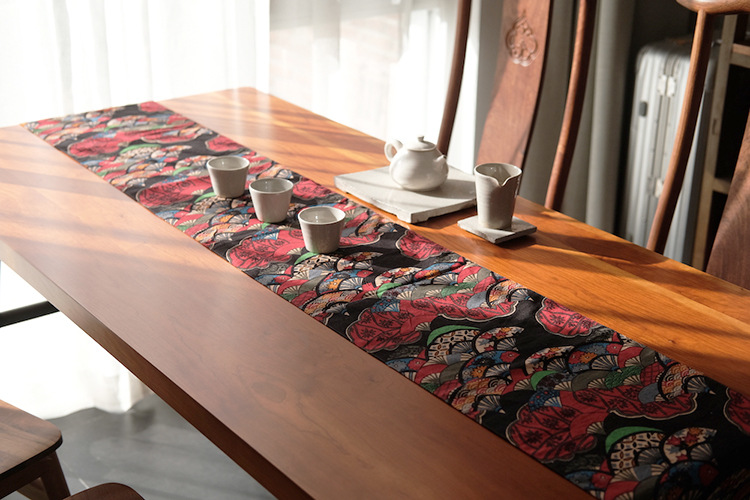 和風茶席長形桌布桌巾紅扇子30 160cm 1入 Pchome 24h購物