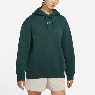 Nike NSW Collection Essentials [DJ7669-397] 女 連帽上衣 帽T 刷毛 深綠