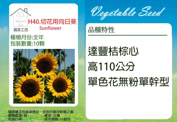 蔬菜工坊 H40 切花用向日葵種子 Pchome 24h購物