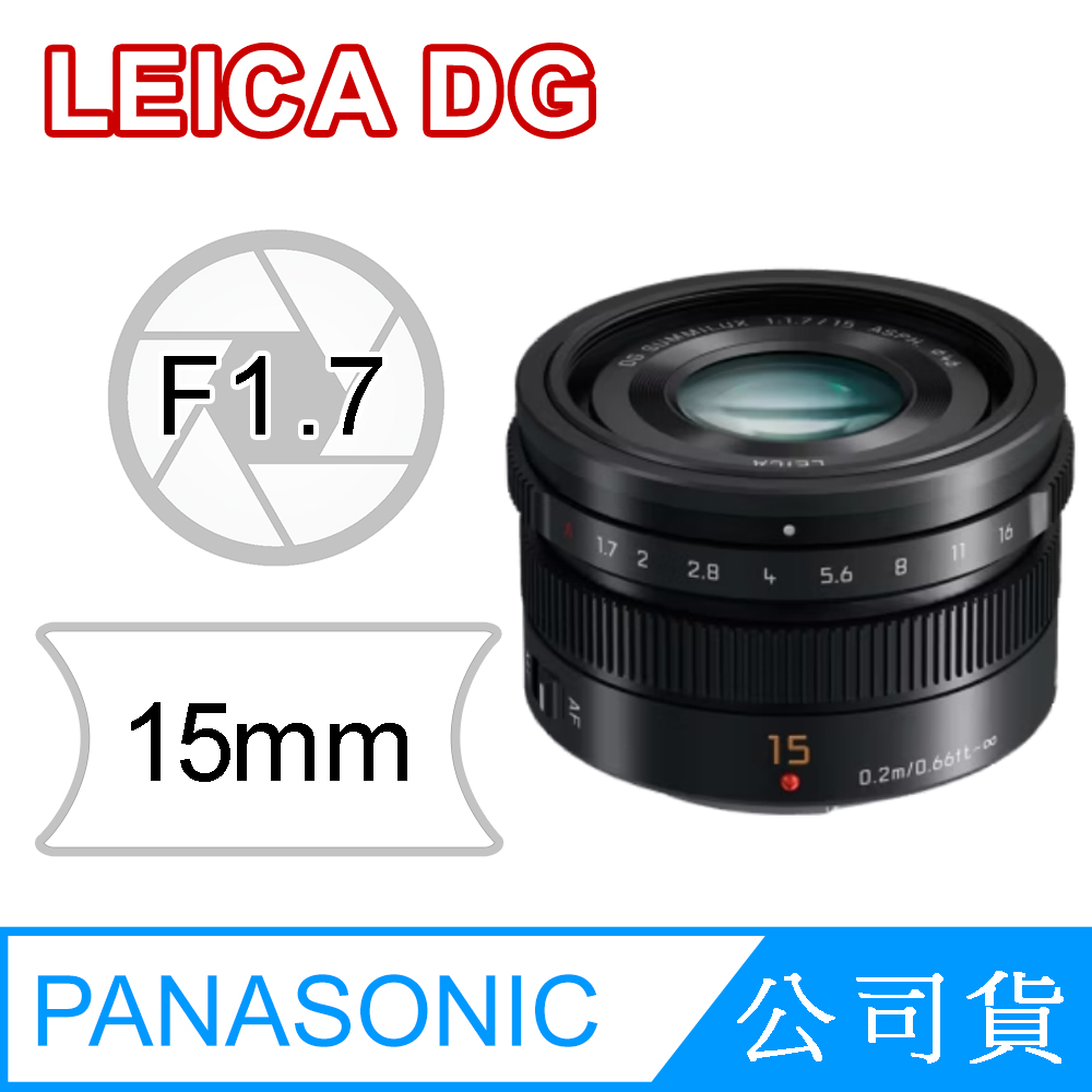 美品/Panasonic LEICA DG SUMMILUX 15mm F1.7 Lente Panasonic Leica DG Summilux 15mm f/1.7 ASPH | Compacta