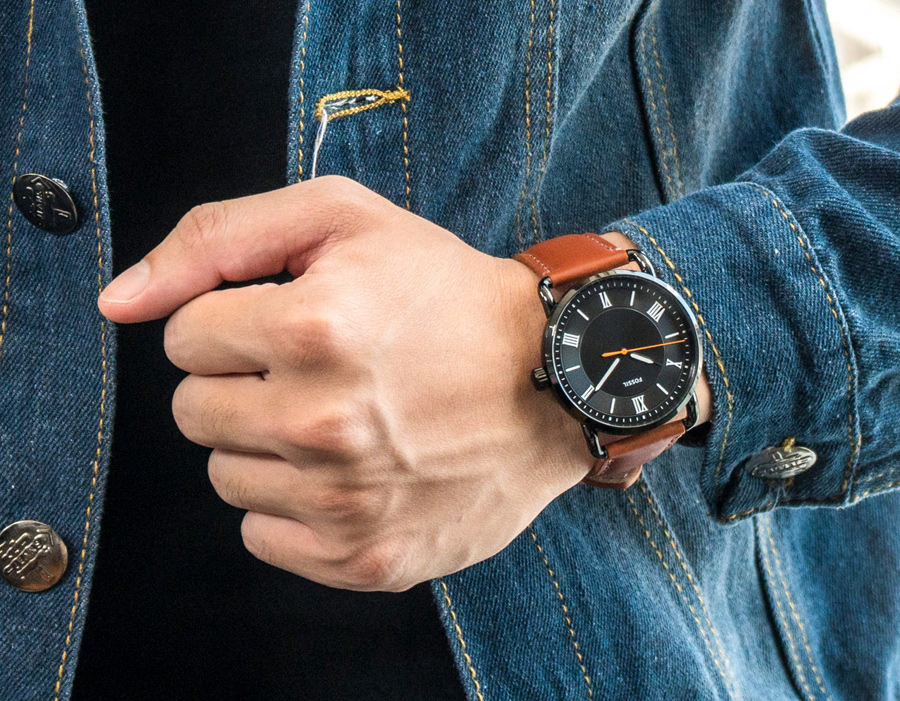 FOSSIL】Leather 沉穩內斂簡約皮革腕錶/咖 