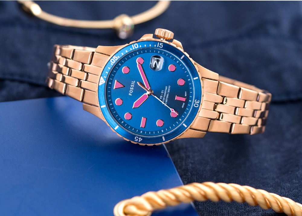 FOSSIL】公司貨FB-01 撞色時尚個性不鏽鋼水 