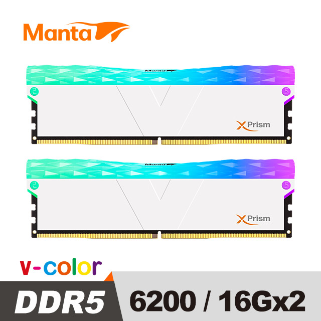 V-Color 全何MANTA XPRISM 系列DDR5 5600 96GB (48GB*2) RGB桌上型超頻