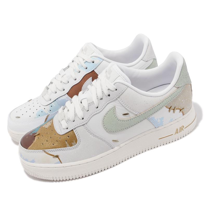 Nike 休閒鞋Air Force 1 07 PRM 男鞋女鞋白Patchwork 拼接AF1 龜裂