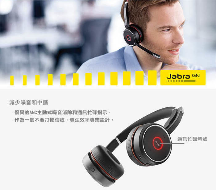 Jabra】Evolve 75 UC藍牙耳機麥克風 