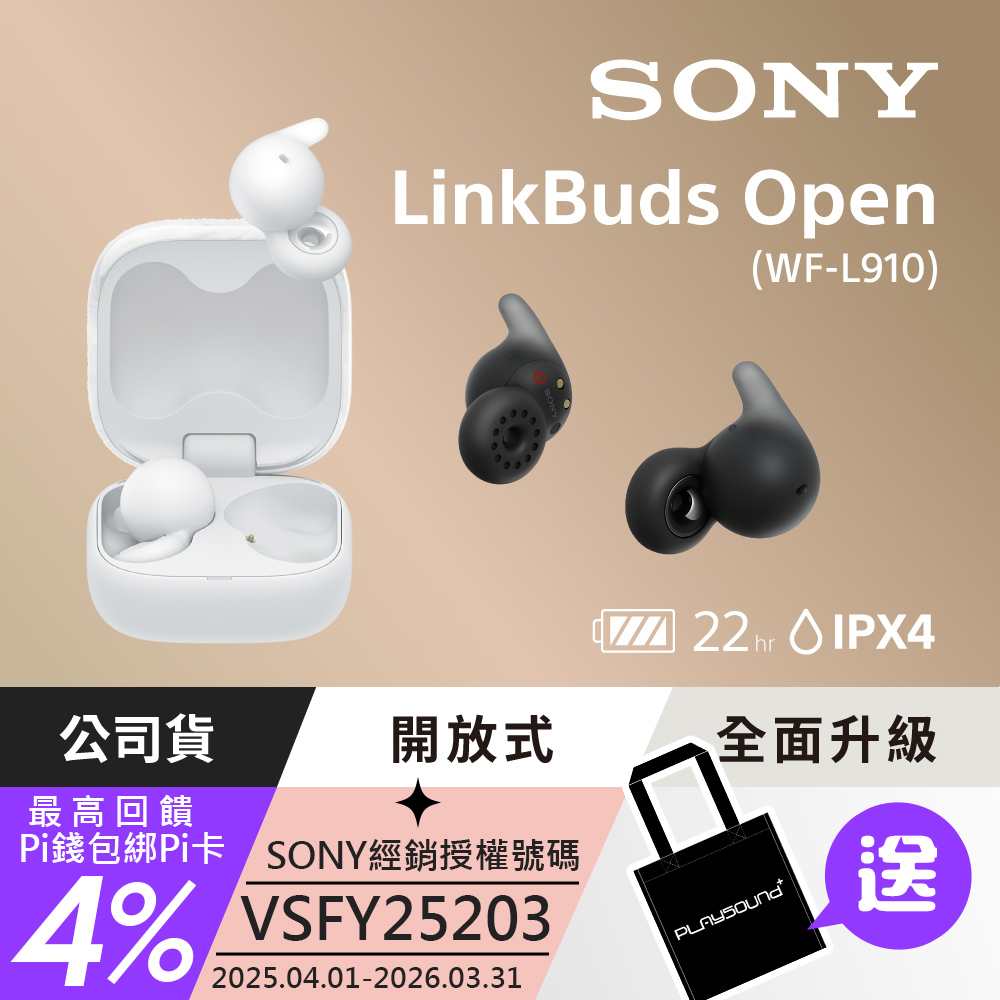 【未使用】SONY LinkBuds Open (WF-L910) Sony LinkBuds Open Truly Wireless Earbuds | Black | WF-L910/B