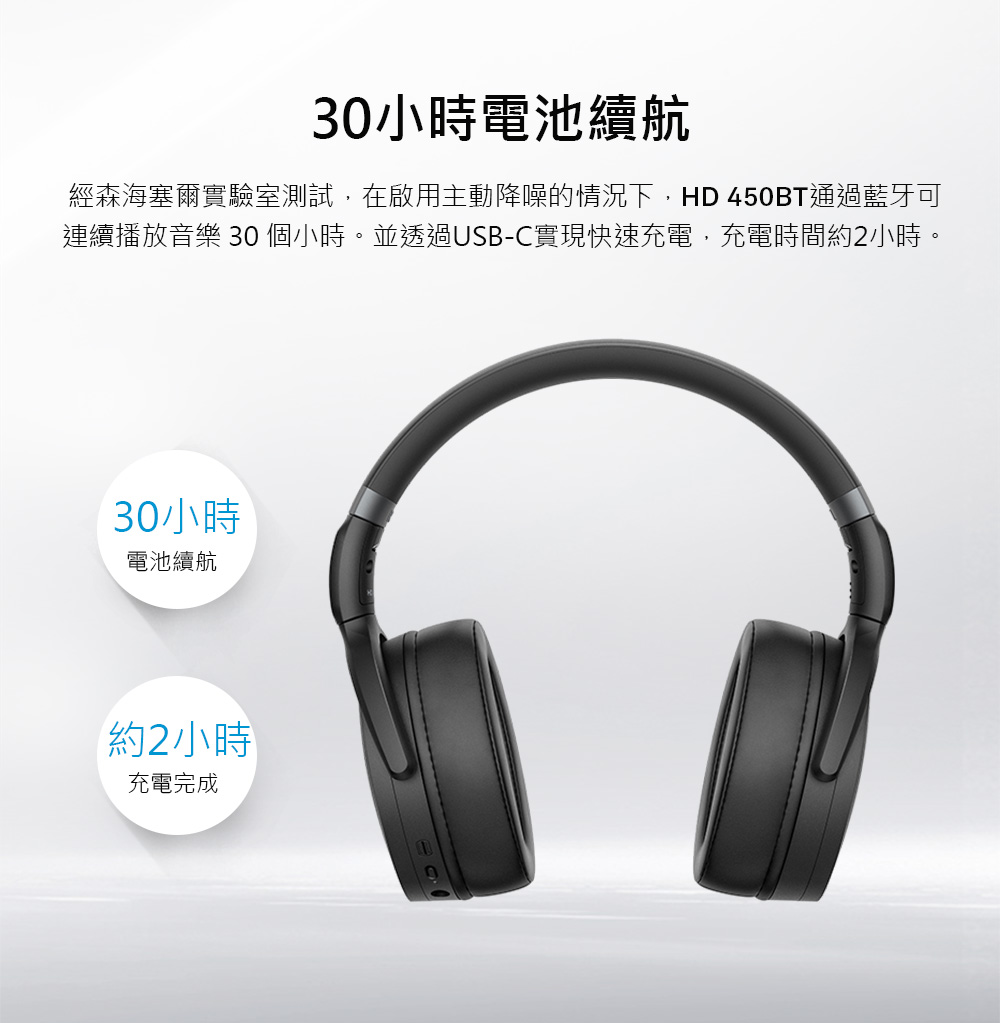 Sennheiser HD 450BT 無線藍牙降噪耳機白色- PChome 24h購物
