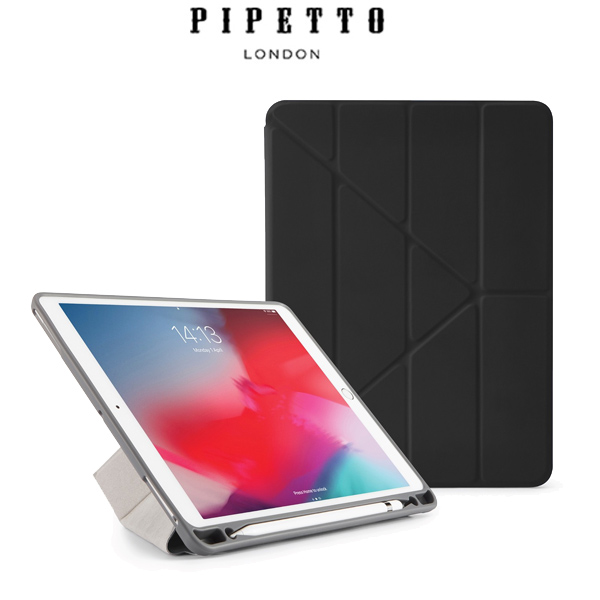 Pipetto Origami Pencil 2020 iPad 8 (10.2 吋) 含筆槽保護殼, 黑
