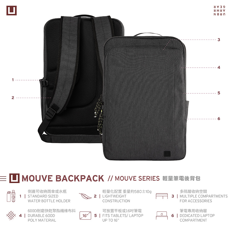 UAG [U] MOUVE 16吋 輕量筆電後背包, 白